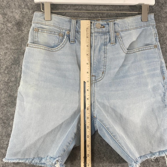 Madewell Denim Shorts 25 Light Blue High Rise Mid Length Jean Cutoff Adeline - Picture 7 of 13